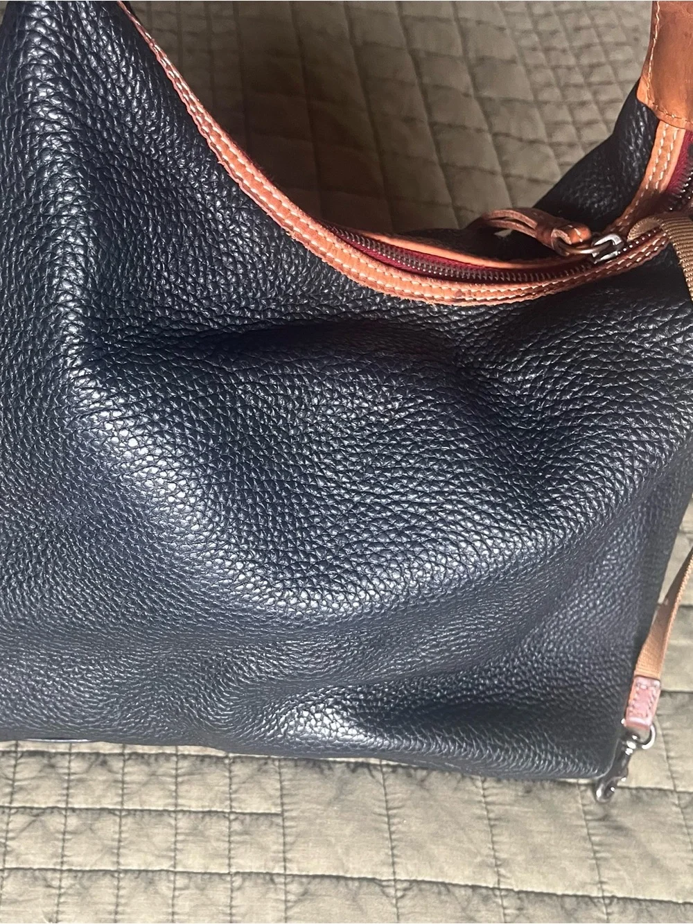 Dooney & Bourke Black Pebble Leather Hobo Shoulder Bag